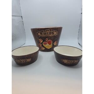 Treasure Craft Wood Grain Chip And Dip Bowls  Apple